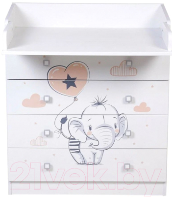Комод пеленальный Фея 1580 Слоник (белый)