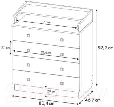 Комод пеленальный Фея 1580 Бегемотик