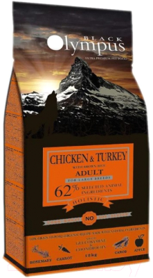 Сухой корм для собак Black Olympus Для взрослых крупных пород курица и индейка с бурым рисом - фото