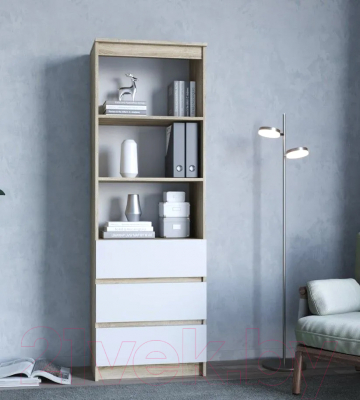 Стеллаж ДСВ Мори МСТ 600.3 (дуб сонома/белый)