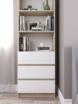 Стеллаж ДСВ Мори МСТ 600.3 (дуб сонома/белый)