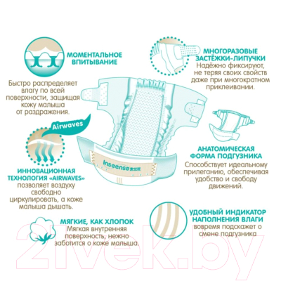 Подгузники детские Inseense Q5S NB 0-5 кг / Ins72737