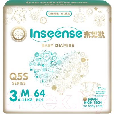 Подгузники детские Inseense Q5S M 6-11 кг / Ins72751 - фото