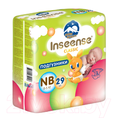 Подгузники детские Inseense Classic Plus NB 0-5 кг / InsCNB29Lime