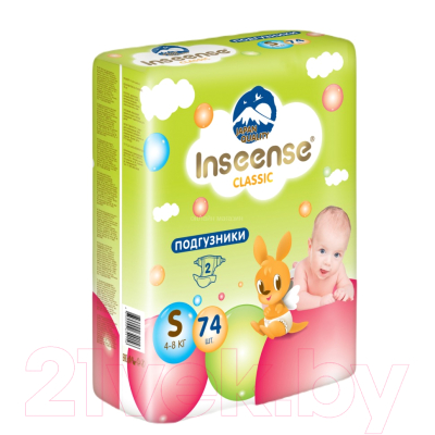 Подгузники детские Inseense Classic Plus S 4-8 кг / InsCS74Lime