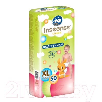 Подгузники детские Inseense Classic Plus XL 12-20 кг / InsCXL50Lime