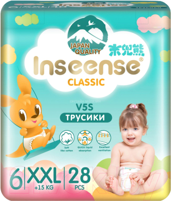 Подгузники-трусики детские Inseense Classic V5S XXL 15+ кг / InsCV5SXXL28Emer - фото