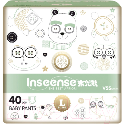 Подгузники-трусики детские Inseense V5S L 9-14кг / Ins40green - фото