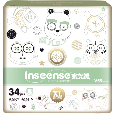 Подгузники-трусики детские Inseense V5S XL 12-17кг / Ins34green - фото