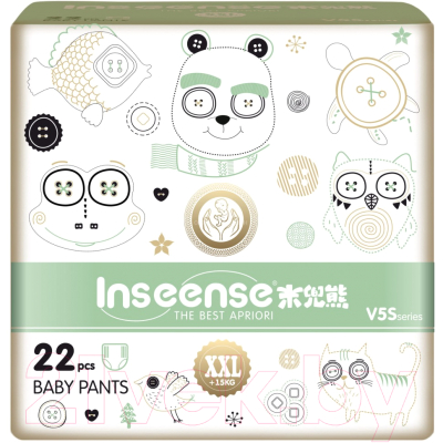 Подгузники-трусики детские Inseense V5S XXL 15+кг / Ins22green - фото