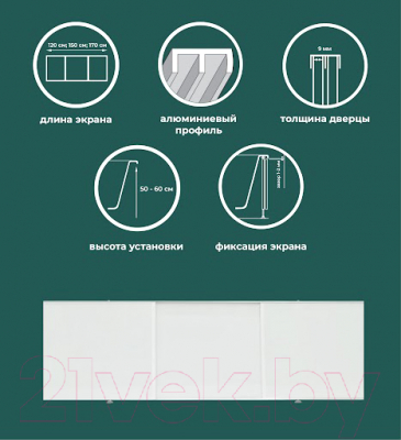 Экран для ванны Comfort Alumin Group Белый лак 150x50