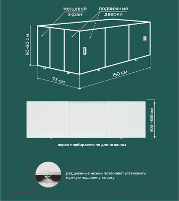 Экран для ванны Comfort Alumin Group Белый лак 150x50