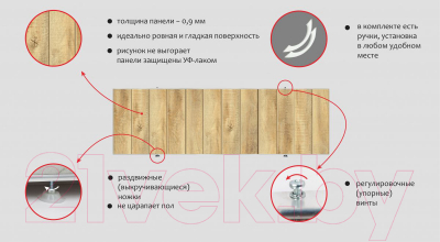 Экран для ванны Comfort Alumin Group Натуральное дерево 3D 120x50