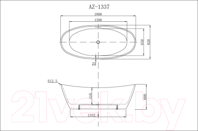 Ванна акриловая Azario Easton 180x82 AZ-1337