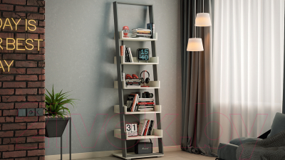 Стеллаж ТриЯ Тип 15 (дуб крафт белый/графит серый)