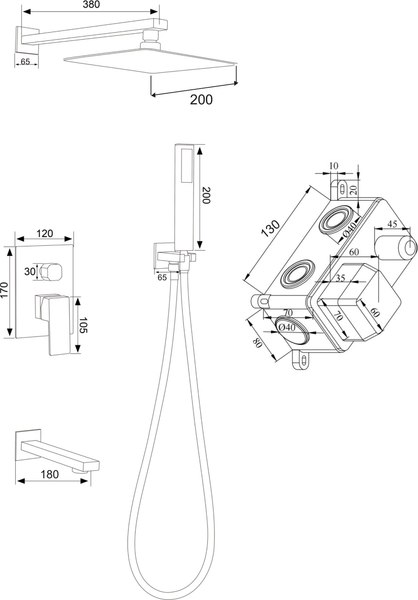 Душевая система со смесителем РМС SUS129-2S