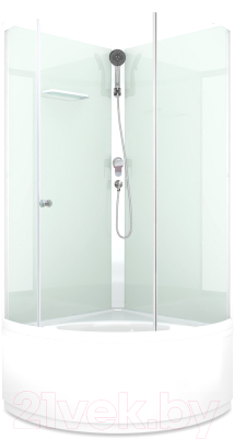 Душевая кабина Domani-Spa Simple 99 High Eco / DS01EcSm99HWCl00-V1.2 (белый/прозрачное стекло) - фото