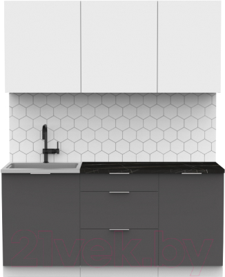 Кухонный гарнитур Интермебель Микс Топ-3 1.7м (белый премиум/графит серый/тунис) - фото