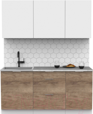 Кухонный гарнитур Интермебель Микс Топ-3 1.7м (белый премиум/дуб каньон/венато) - фото