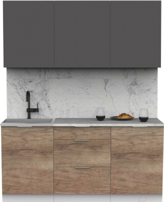 Кухонный гарнитур Интермебель Микс Топ-3 1.7м (графит серый/дуб каньон/венато) - фото