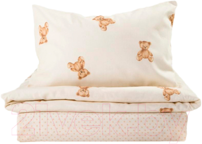 Комплект постельный для малышей Ночь нежна Тедди Стандарт Бязь 40x60 / 10480-1+10488-1 - фото