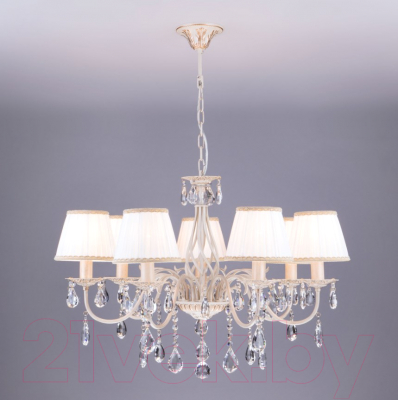 Люстра Евросвет Amelia 3637/7 (бело-золотой/прозрачный хрусталь) - фото