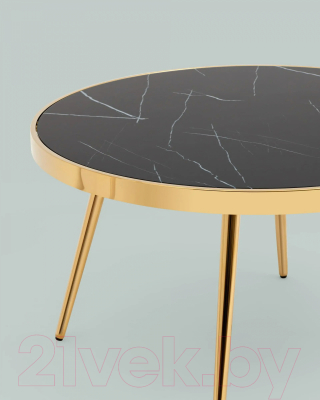 Журнальный столик Stool Group Гелиос 80x80 / ECT-134-TG (черный мрамор/сталь золото)