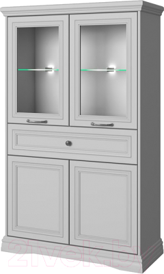 Шкаф с витриной Anrex Valencia 2V2D1S (серый) - фото