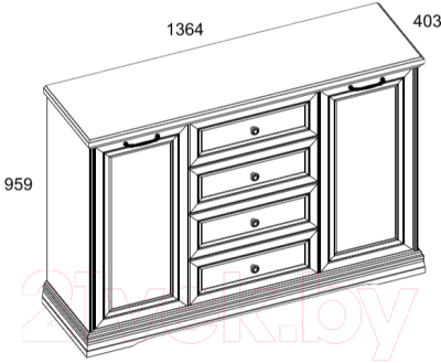 Тумба Anrex Valencia 2D4S (серый)