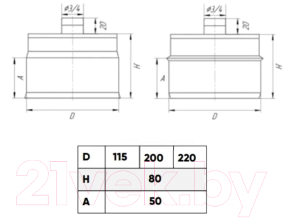 Конденсатоотвод для дымохода UMKPRO 200 AISI 439/0.5мм Н