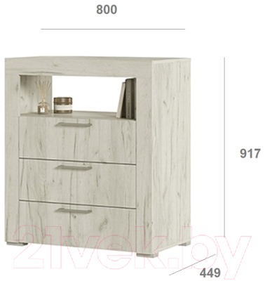 Комод Стендмебель Гранд К2 (дуб крафт белый)