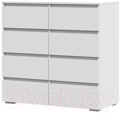 Комод Стендмебель Хелен КМ 04 8 ящиков (белый/белый) - фото