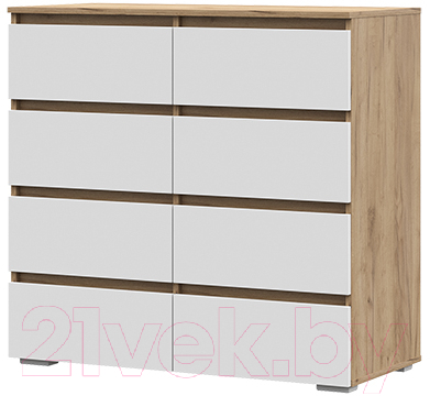 Комод Стендмебель Хелен КМ 04 8 ящиков (белый/дуб крафт золотой) - фото