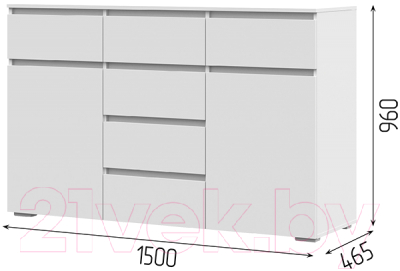 Тумба Стендмебель Хелен КМ 05 6 ящиков (белый/белый)