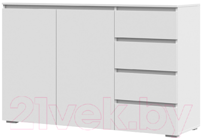 Тумба Стендмебель Хелен КМ 06 4 ящика (белый/белый) - фото