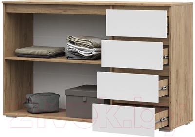 Тумба Стендмебель Хелен КМ 06 4 ящика (белый/дуб крафт золотой)