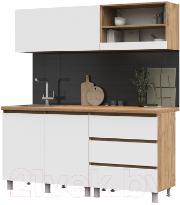 Кухонный гарнитур Стендмебель Хелен 1.7 (белый/дуб крафт золотой) - фото