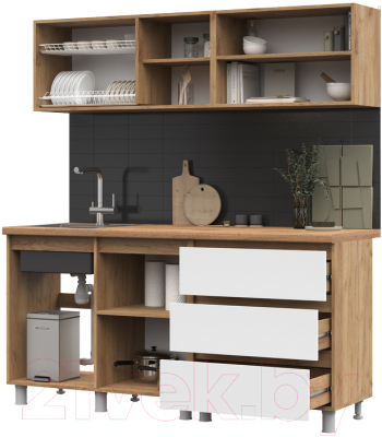 Кухонный гарнитур Стендмебель Хелен 1.7 (белый/дуб крафт золотой)