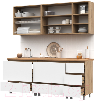 Кухонный гарнитур Стендмебель Хелен 2.0 (белый/дуб крафт золотой)