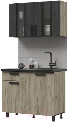 Кухонный гарнитур Стендмебель Эдинбург 1.0 (железный камень/дуб крафт серый) - фото