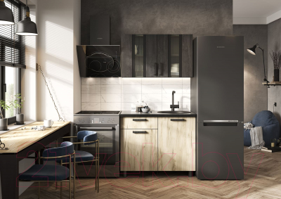 Кухонный гарнитур Стендмебель Эдинбург 1.0 (железный камень/дуб крафт серый)