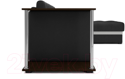 Диван угловой Mebel-Ars Атланта (экокожа черный, с полоской)