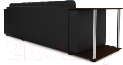 Диван угловой Mebel-Ars Атланта (экокожа черный, с полоской)