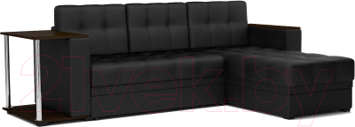 Диван угловой Mebel-Ars Атланта (экокожа черный, без полосы) - фото