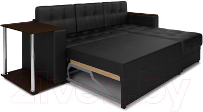 Диван угловой Mebel-Ars Атланта (экокожа черный, без полосы)