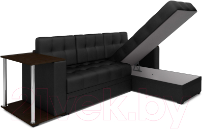 Диван угловой Mebel-Ars Атланта (экокожа черный, без полосы)