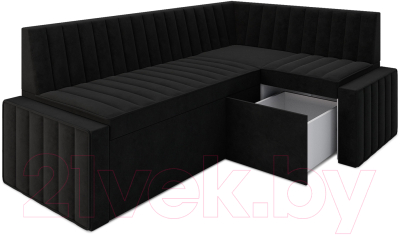 Уголок кухонный мягкий Mebel-Ars Вермут правый 193x82x113 (велюр черный НВ-178 17)