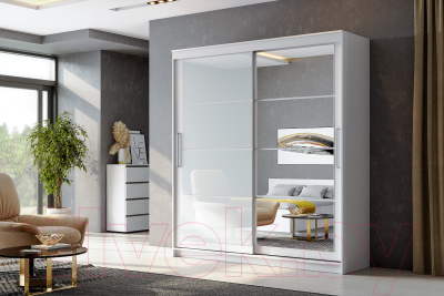 Шкаф-купе NN мебель К ШКП 3 1.6 (белый текстурный)