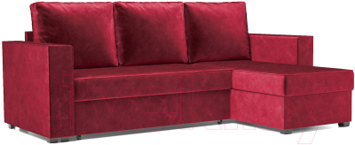 Диван угловой Mebel-Ars Рим (бархат красный Star Velvet 3 Dark Red) - фото