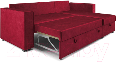 Диван угловой Mebel-Ars Рим (бархат красный Star Velvet 3 Dark Red)